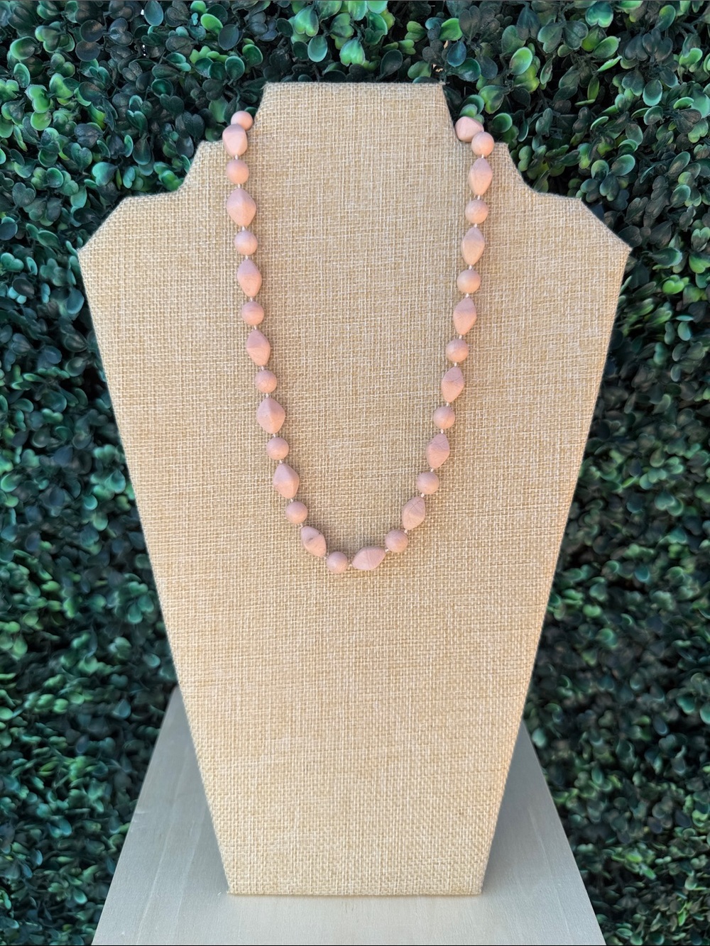 Peach Pink Beaded Necklace - Elegant Women's Jewelry